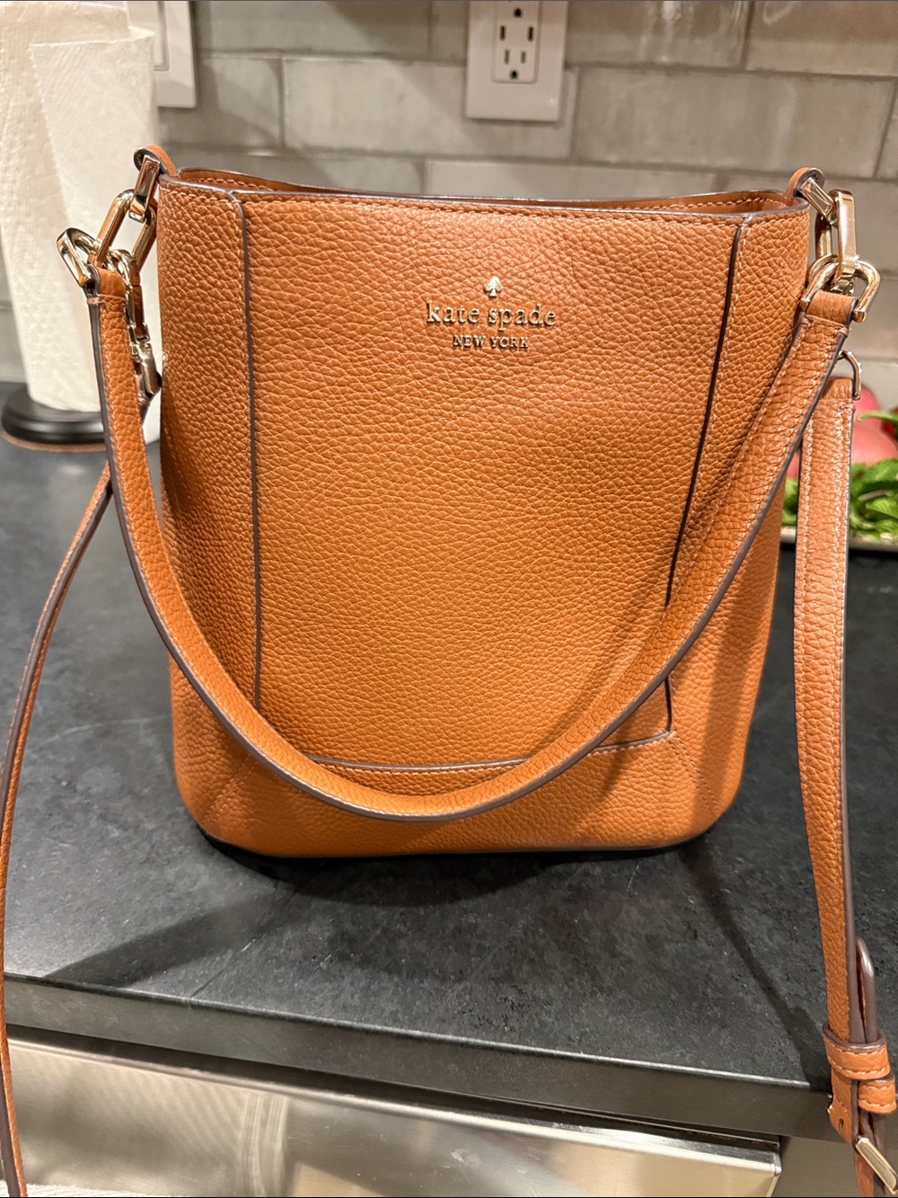 kate spade Lena Bucket Bag in warm gingerbread